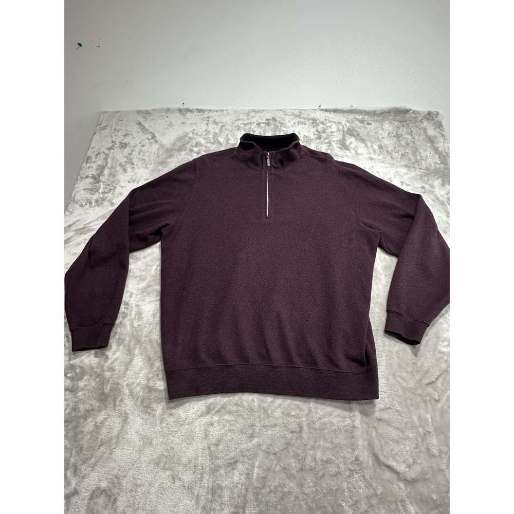 Carnoustie Golf 1/4 Zip Sweater Mens Size Large Burgundy‎ 100% Cotton EUC